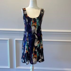 BB Dakota Urban Outfitters Feather Pattern Black Multicolor Dress Size Small